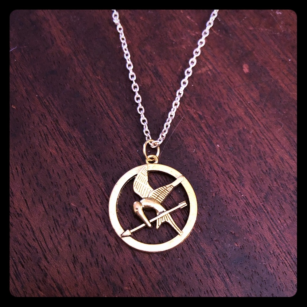 Gold Tone Mockingjay Necklace